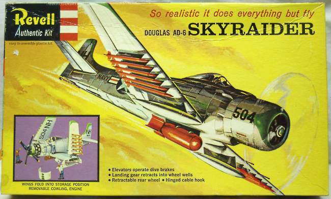 Revell 1/40 Douglas AD-6 Skyraider (AH-1) Navy Attack Aircraft - 'S' Issue, H269-198 plastic model kit